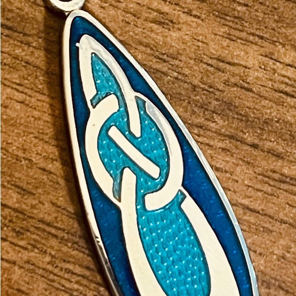 Sterling Celtic Knot Irish Jewelry - Silver & Blue Teardrop Pendant